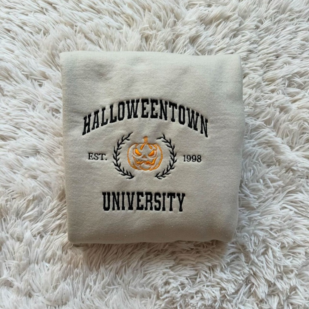 Embroidered Fall Halloween Sweatshirt